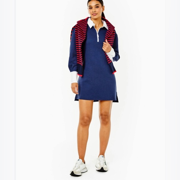 NWT - ADDISON BAY Women's Rugby Sweatshirt Mini Dress, Navy And White, small - Picture 2 of 14